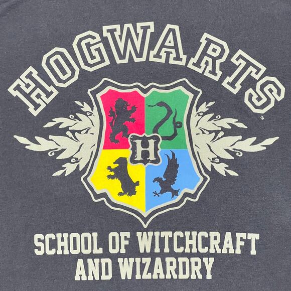 Harry Potter Graphic T-Shirt Juniors XL Gray Hogwarts School Witchcraft Wizardry - Picture 2 of 5